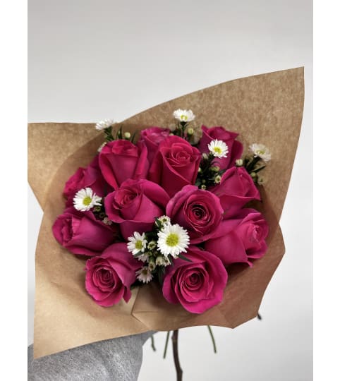 Classic Dozen Hot Pink Roses