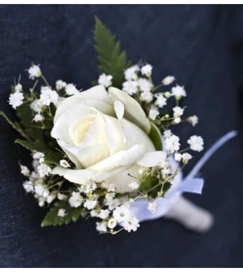 White Roses Boutonniere