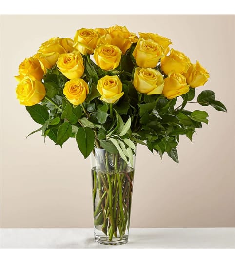 Long Stem Yellow Rose Bouquet. An arrangement by Conny's Flower Shop.
