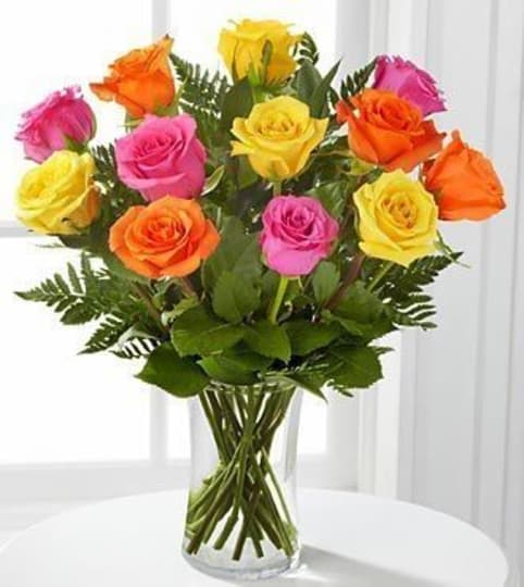 colorful 12 roses