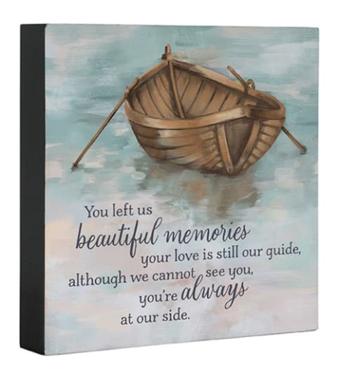 Square Sitter Plaque 'You Left Us' (Boat)