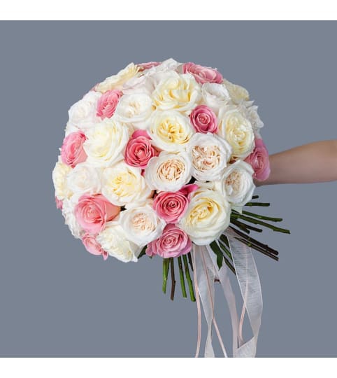 50 Roses White-Pink Mix