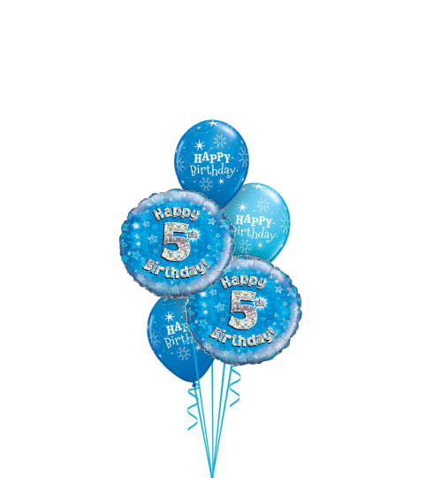 5th Birthday Blue Classic Balloon Bouquet