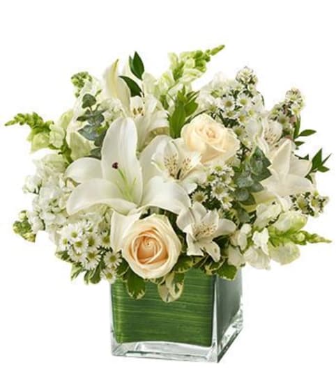 WHITE SIMPLE THOUGHTS. An arrangement by Brasco Florist.