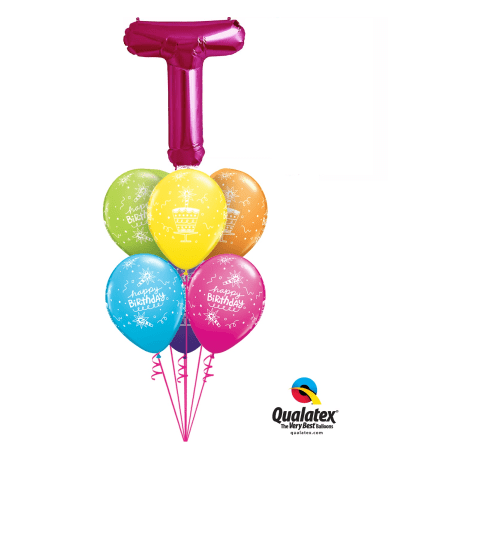 Monogram Pink "T" Birthday Awesome Balloon Bouquet