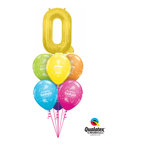 Monogram Gold "Q" Birthday Awesome Balloon Bouquet