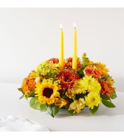 FTD Autumn Harmony Centerpiece. An arrangement by Balloon Bouquets Plus.