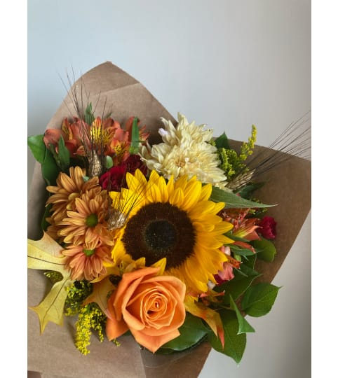 Designer's Fall Handtied Bouquet. An arrangement by Mayfield Flowers.