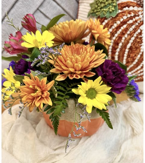 Fellows Fall Pumpkin Spice. An arrangement by Fellows Fernlea Flowers.