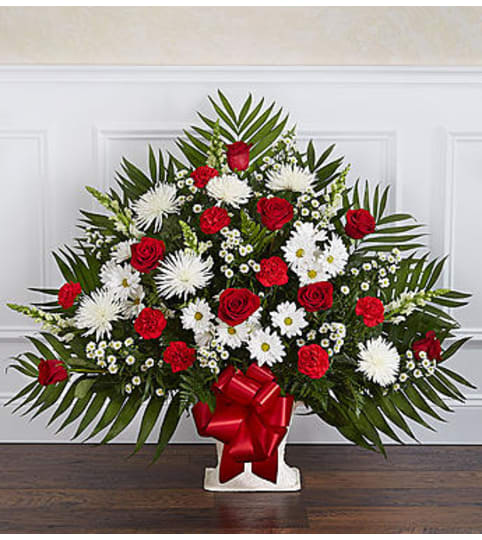 Floor Basket - Red and White. An arrangement by Garden Florist.