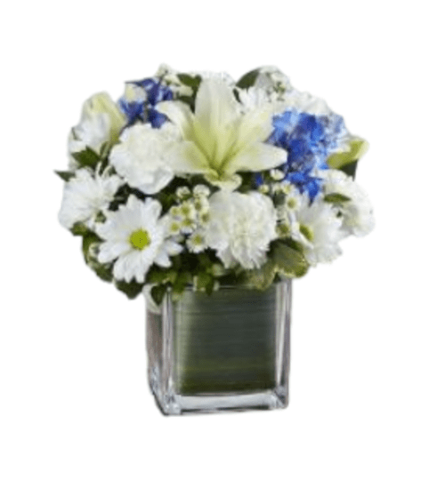 Blue and White Sympathy Arrangement