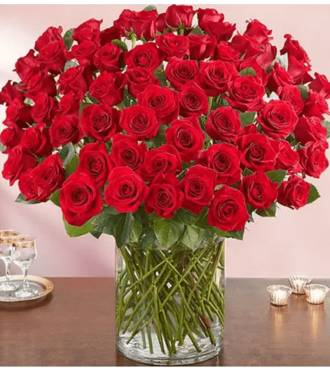 100 Premium Long Stem Red Roses By Garden