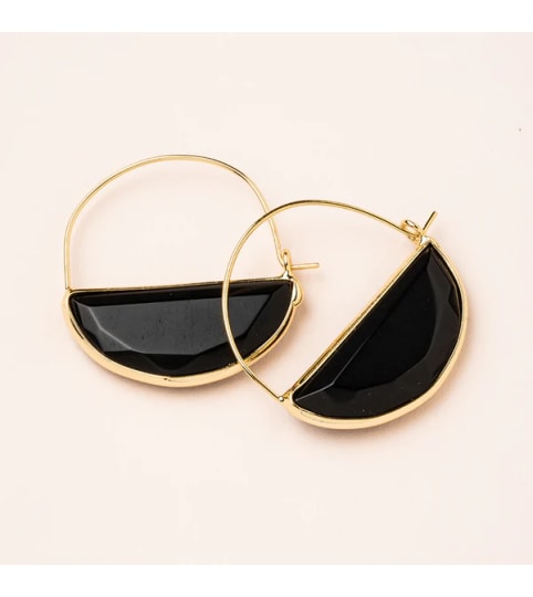 Prism Hoop Earring - Black Spinel/Gold