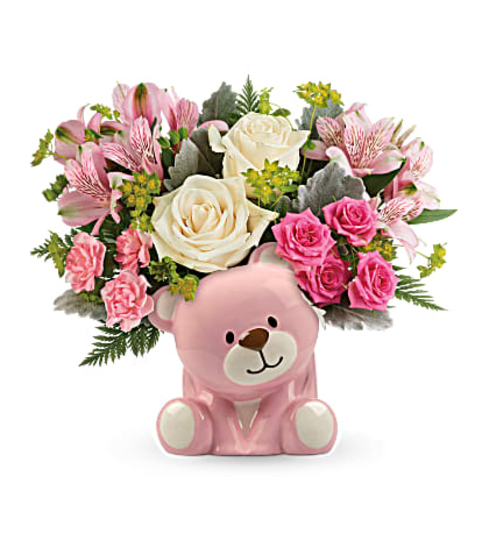 Garden's Precious Pink Bear Bouquet