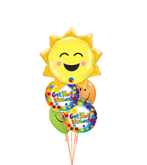 Sunny Smile Get Well Swirls Cheerful Balloon Bouquet