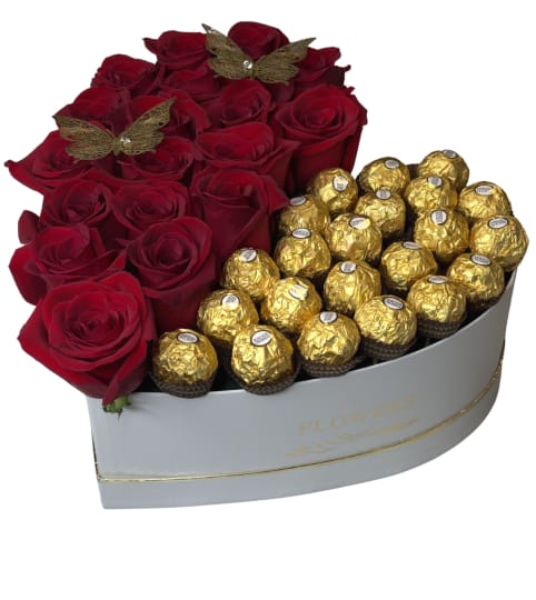 Half and Half Box. An arrangement by Top Flower Designers.