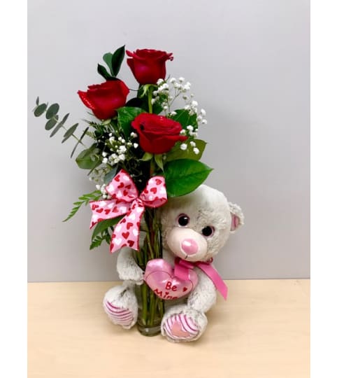 Be Mine Rose Trio w/ Bear