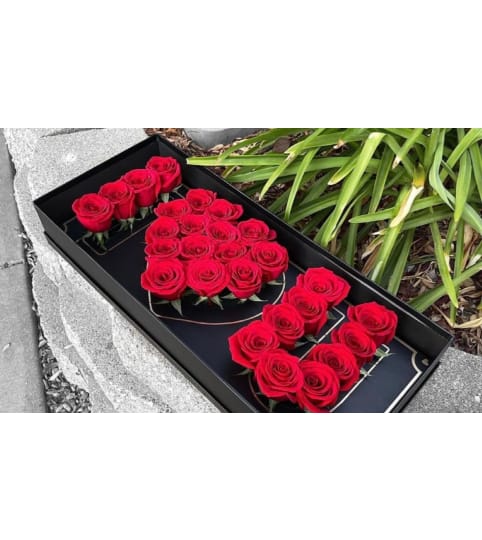 SPECIAL I LOVE YOU ROSE BOX. An arrangement by BellaRosa Gardens.