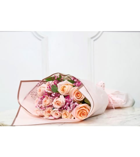 PASTEL PEACH BOUQUET. An arrangement by BellaRosa Gardens.