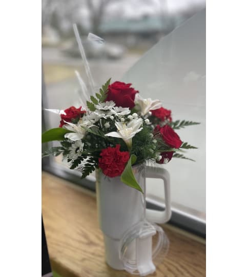 Valentine Tumbler with flowers