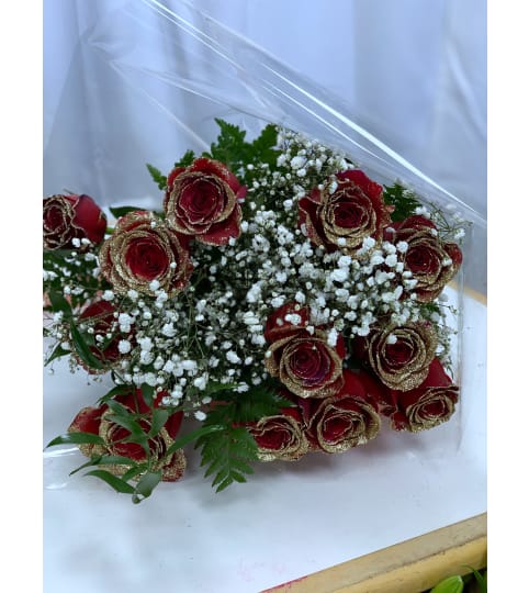 Anderson's Golden Glitter Red Roses Wrapped