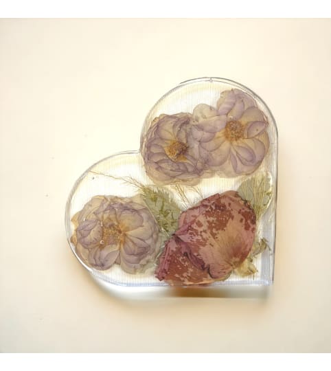 Memorial Heart With Real Pressed Flowers