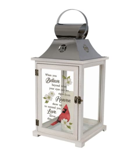 Lantern-LG-57623 -Heaven - Cardinal Memorial. An arrangement by Tom Rodgers Flowers.