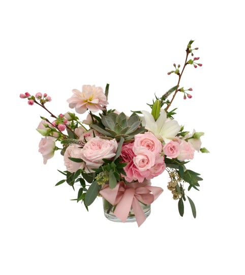 Rosy. An arrangement by Twigs Flower Company.