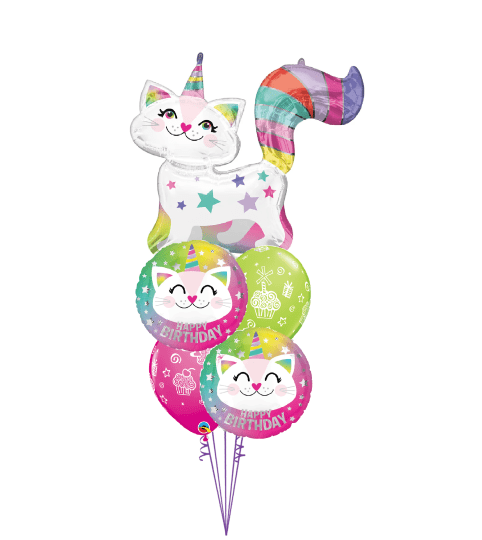 Caticorn Birthday Wishes Cheerful Balloon Bouquet