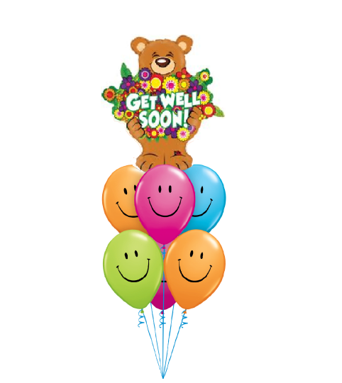 Beary Big Bunch of Get Well Soon Smileys Awesome Balloon Bouquet