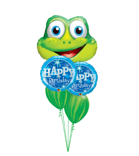 Funny Frog Blue Sparkle Birthday Cheerful Balloon Bouquet