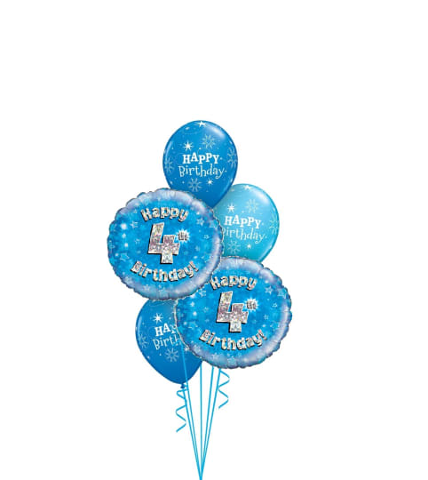 4th Birthday Blue Classic Balloon Bouquet