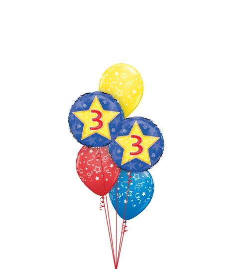 Number 3 Stars & Swirls Classic Balloon Bouquet