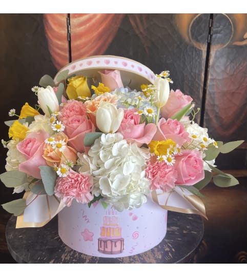 Sweet Birthday Box. An arrangement by Rose Flowers.