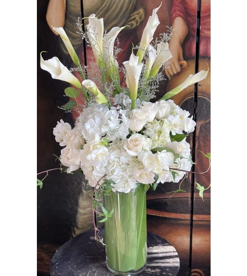 White Blossom Vase. An arrangement by Rose Flowers.