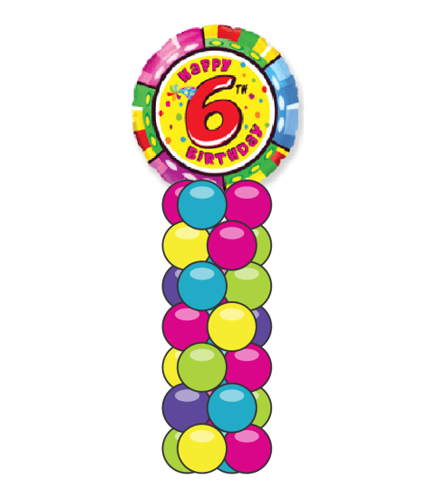 Round Number 6 Mini Balloon Column