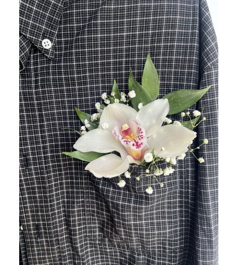 Classy Orchid Pocket Boutonniere