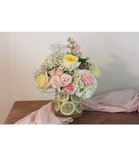 Life's Lemons Made Sweet. An arrangement by Fields of Heather Floral Design.