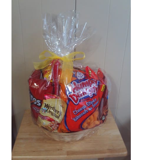 Goodie Baskets. An arrangement by Heatherton's Florist and Gifts.