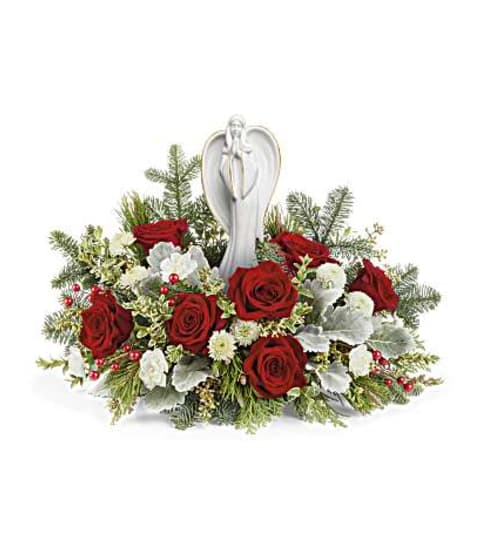 tf-Blessed Serenity Angel Arrangement. An arrangement by Nicol Florist.