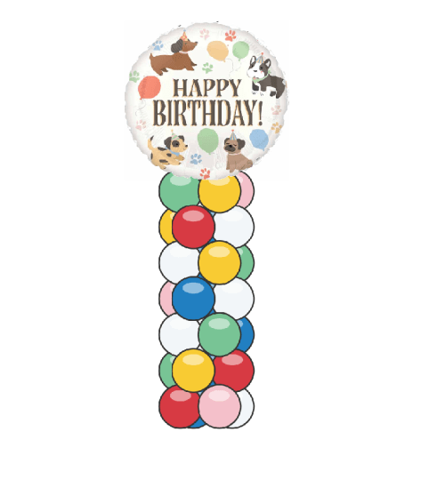 Happy Birthday Pawsome Party Puppies Mini Balloon Column