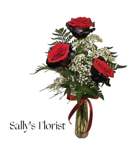 Sally's Midnight Flame. An arrangement by Triple A Florist.