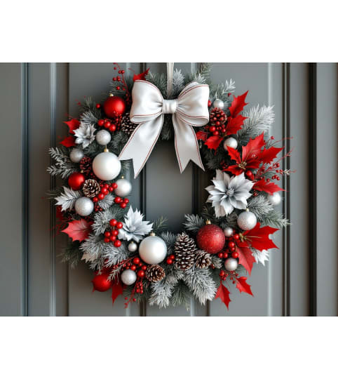 Jingle Jangle Door Wreath. An arrangement by L and J Blooms.