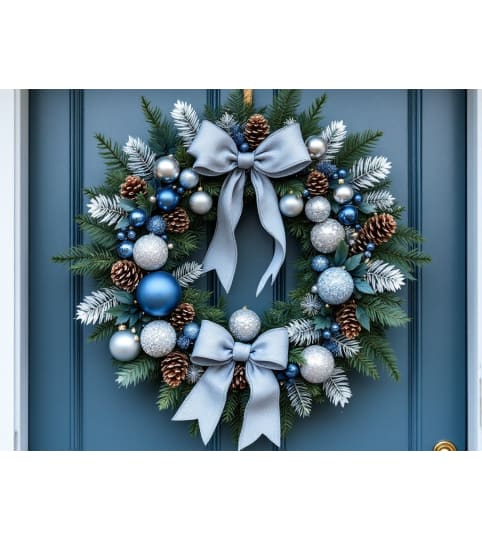 Frosty Pines Door Wreath. An arrangement by L and J Blooms.