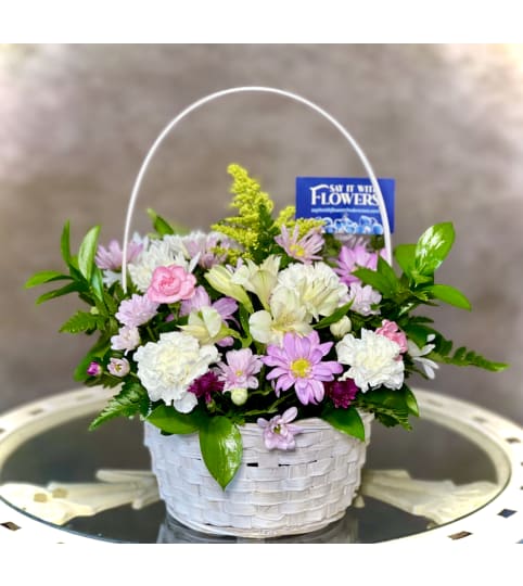 Thinking Of You Basket. An arrangement by Say It With Flowers.