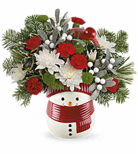 Frosty wishes for you. An arrangement by Big Event Floral and Decorating Co..