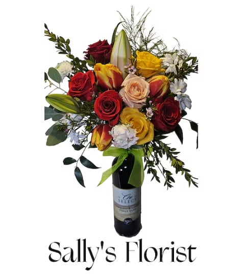 Sally's Wine and Dine bouquet. An arrangement by Triple A Florist.