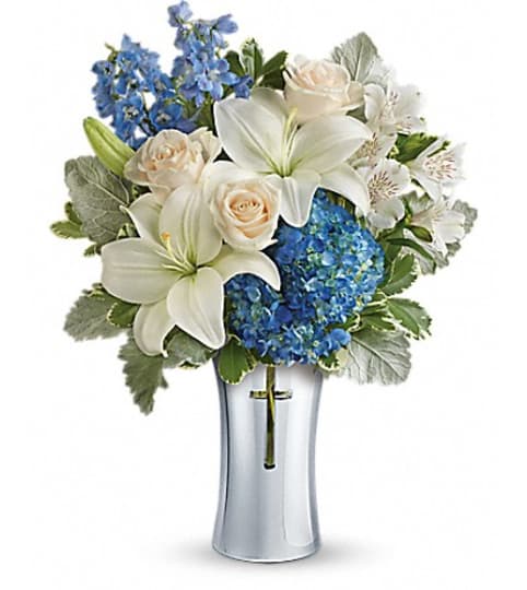 Skies Of Remembrance Bouquet. An arrangement by Flowers By Fiore.