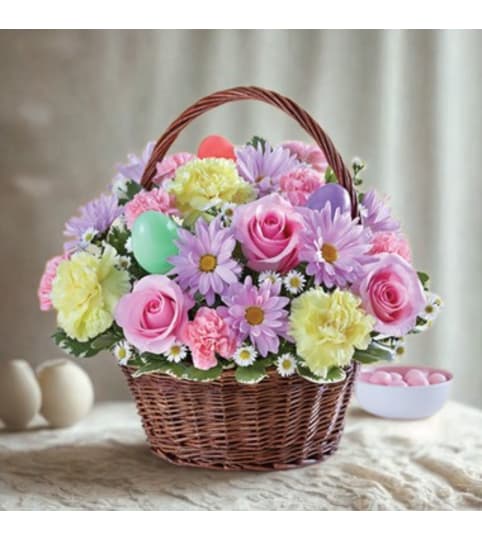 Easter Basket Arrangement. An arrangement by Flowers by Girlfriends.