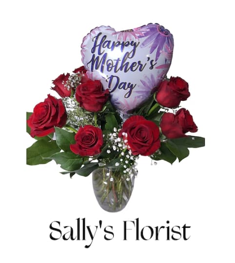 Sally's Happy Mother Dozen with Mylar. An arrangement by Triple A Florist.